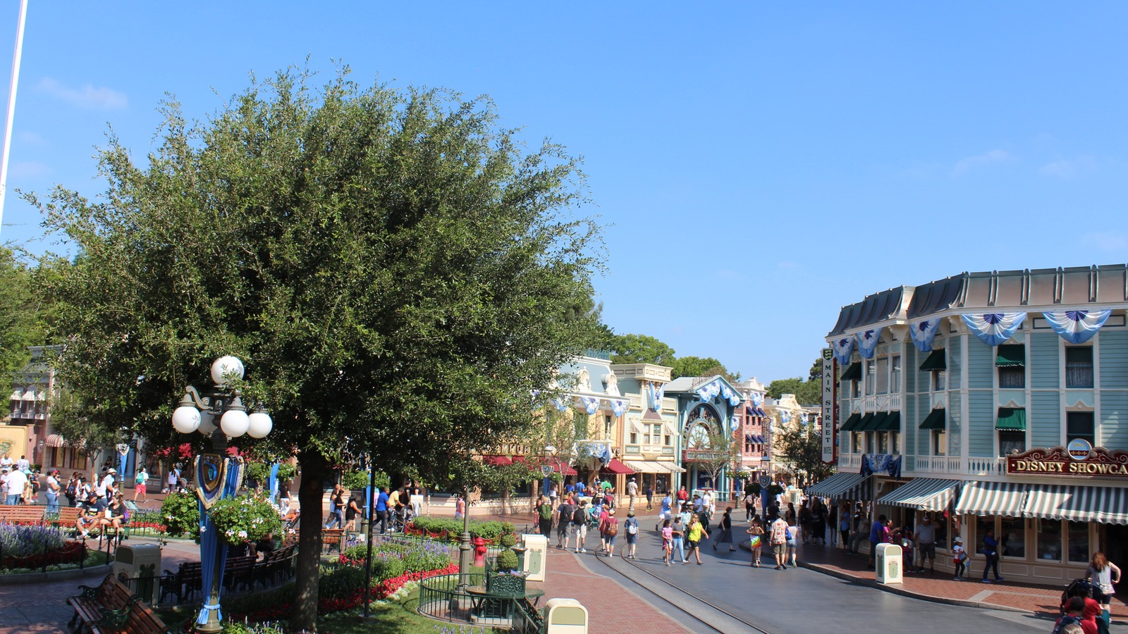 Disneyland Main Street, U.S.A., looking toward Sleeping Beauty Castle in Anaheim