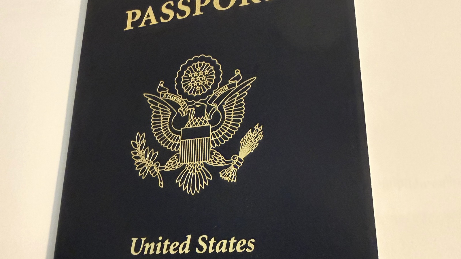 Close view of a United States passport issued in 2026