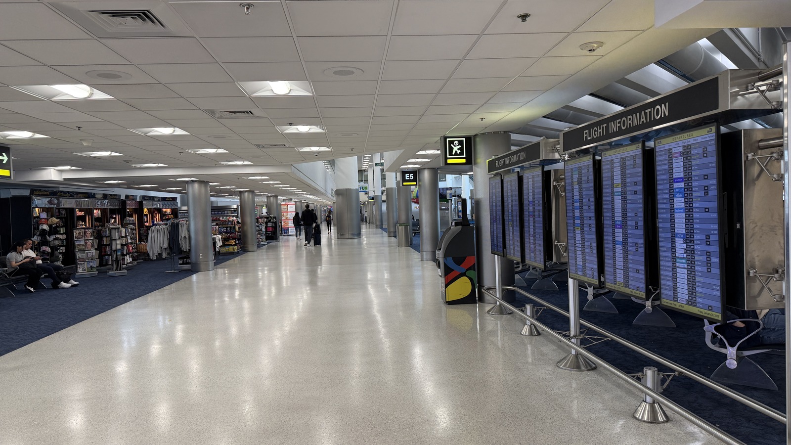 Miami International Airport Terminal E exterior and roadway in January 2026