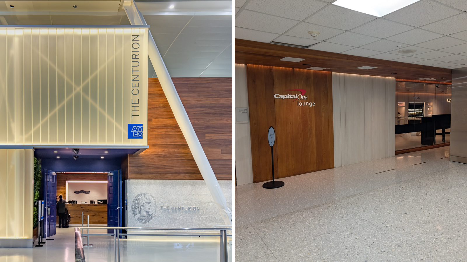 American Express Centurion Lounge at JFK beside Capital One Lounge at Dulles