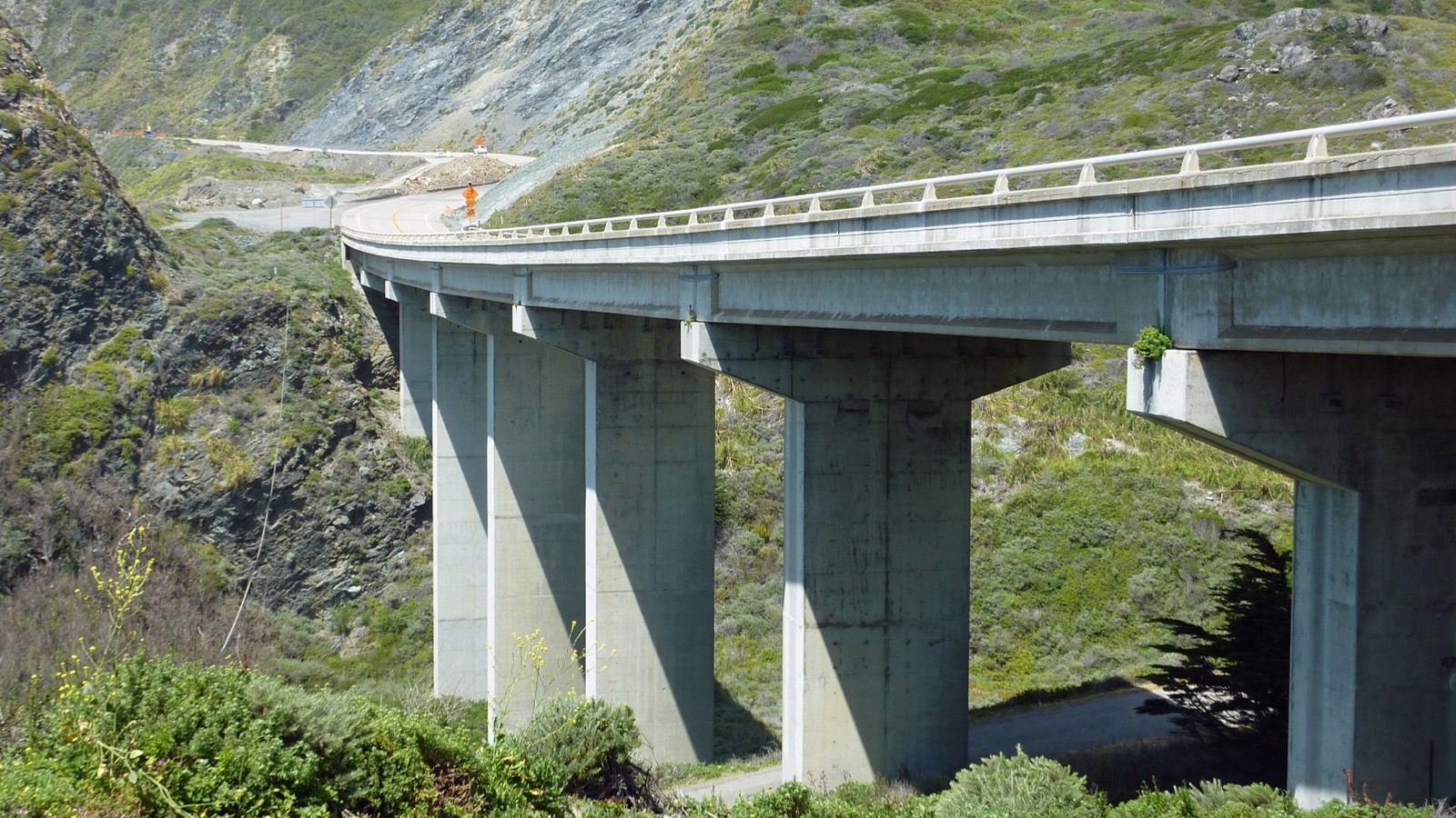 A curving bridge on California Highway 1 in the Big Sur region