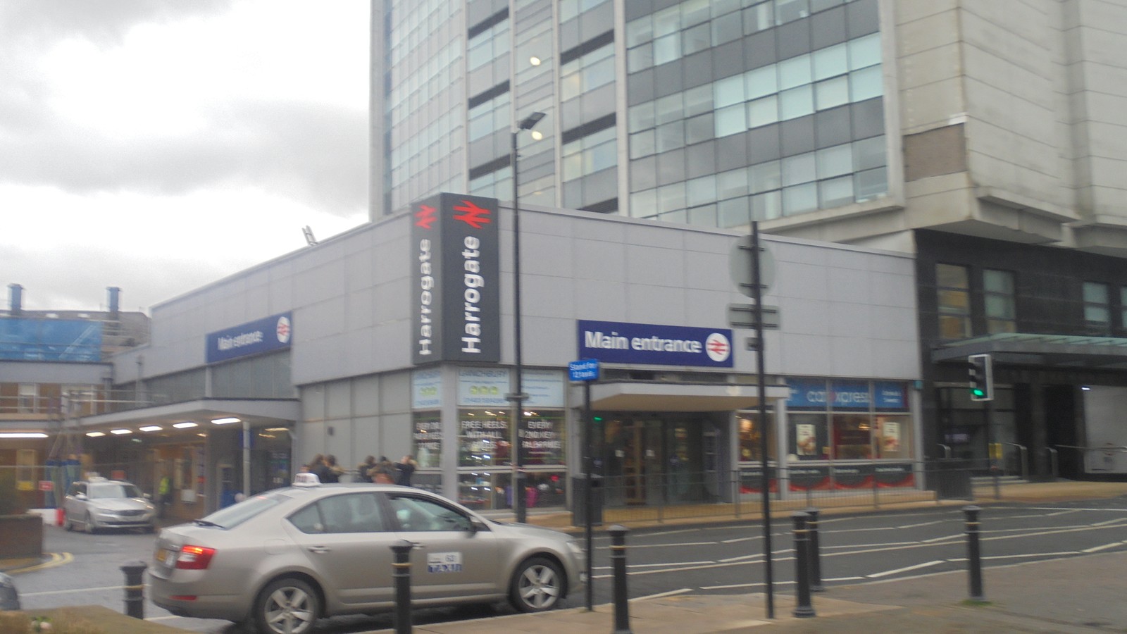 Harrogate railway station exterior on Station Parade in North Yorkshire
