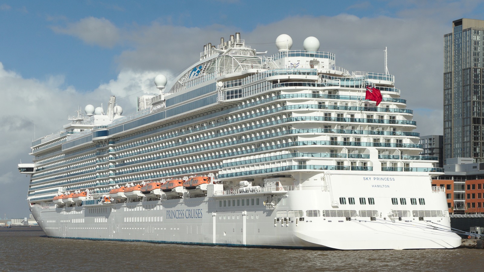 Sky Princess cruise ship docked at Liverpool