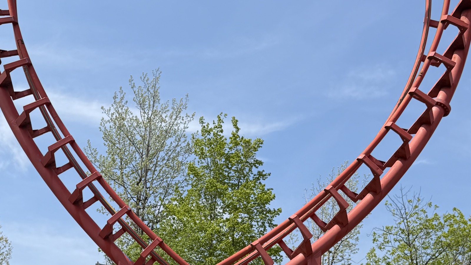Flashback roller coaster entrance sign and station at Six Flags New England in Agawam, Massachusetts