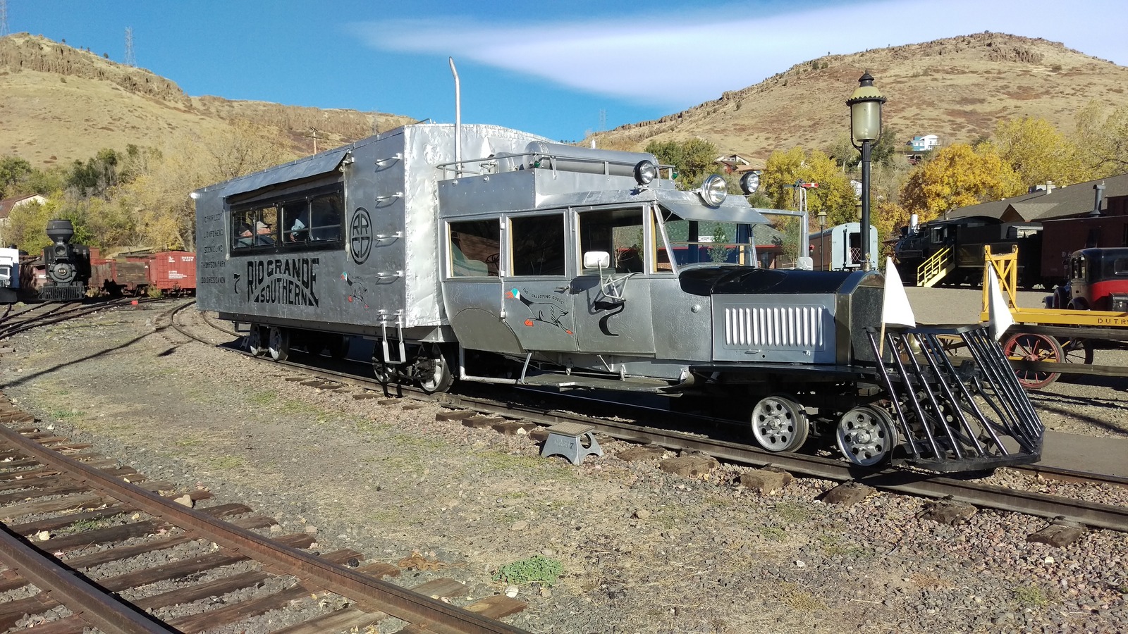 Rio Grande Southern Galloping Goose 7 rail motor car displayed outdoors