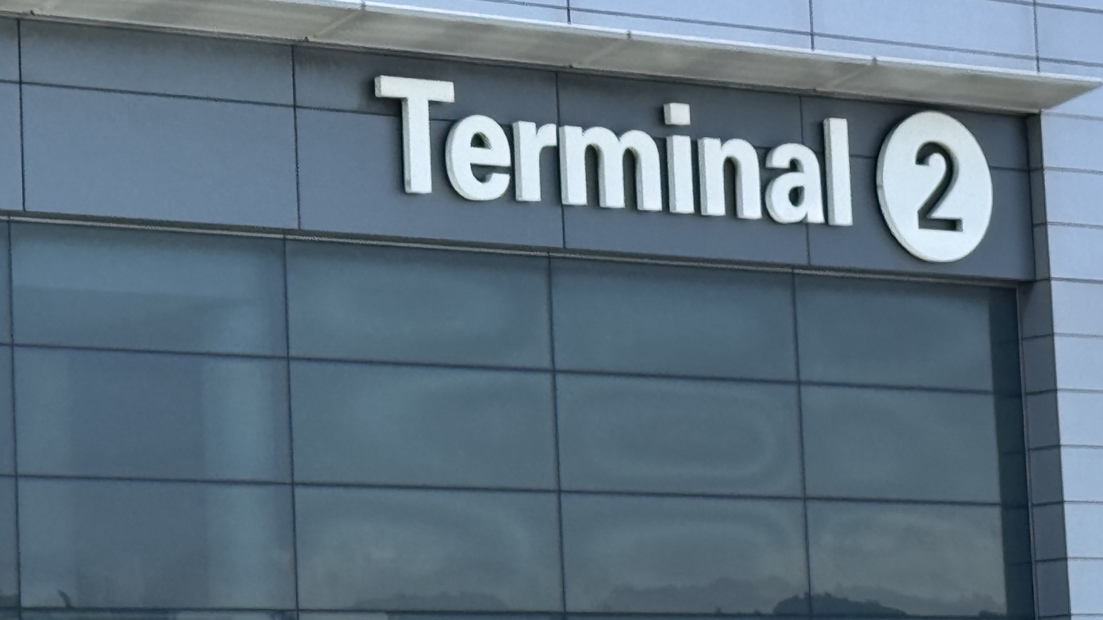 Terminal 2 sign on the exterior of San Francisco International Airport