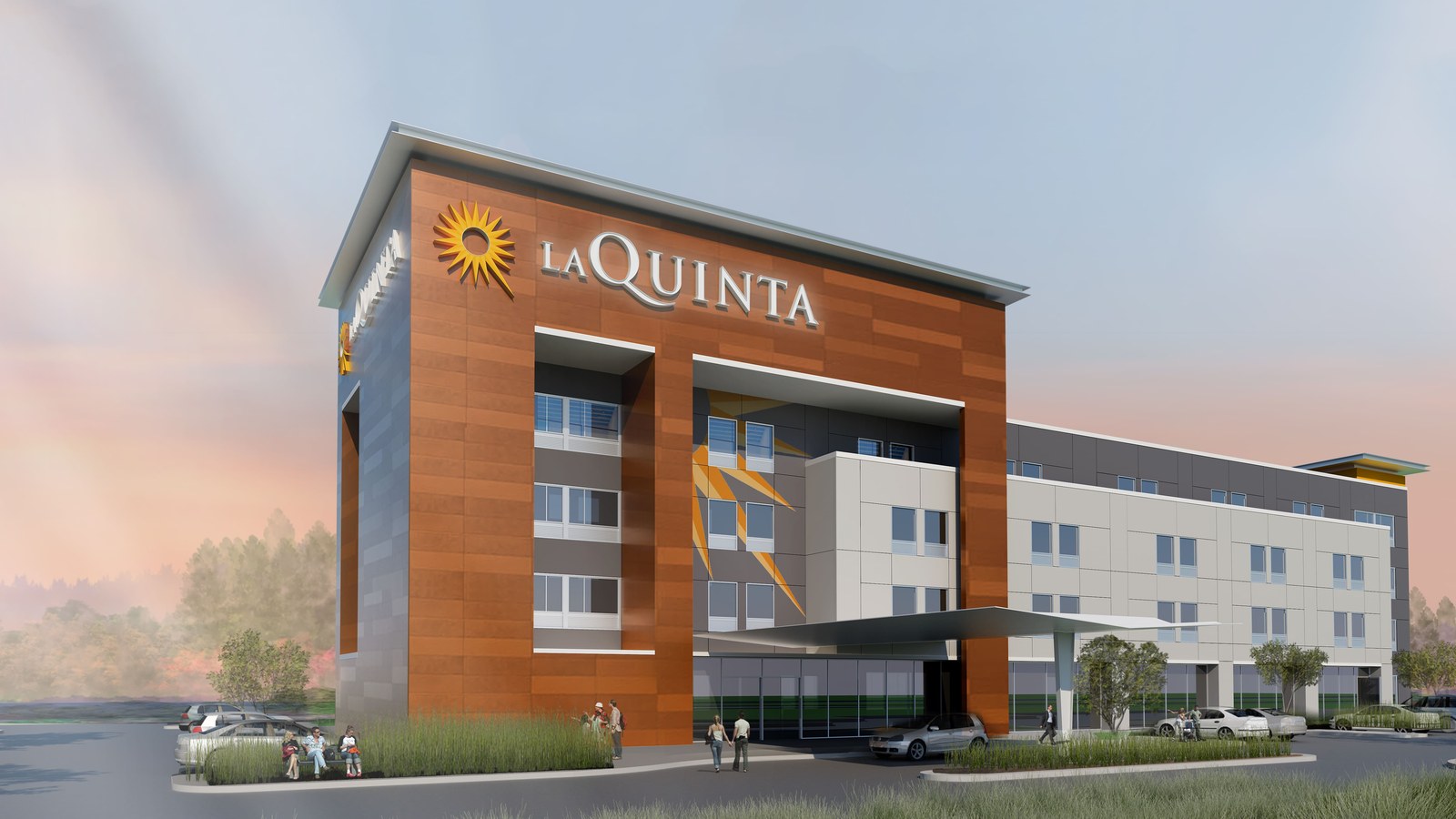 La Quinta Inn and Suites by Wyndham Shonto hotel exterior with brand sun logo on the facade in northern Arizona