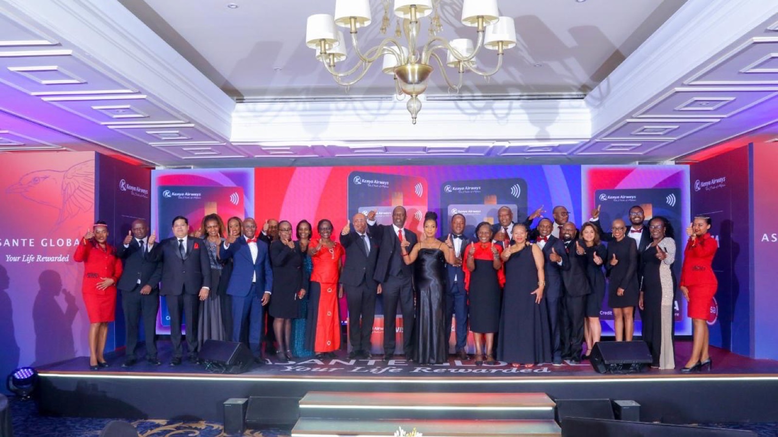 Kenya Airways, Absa and Visa representatives at the Asante Global Card launch