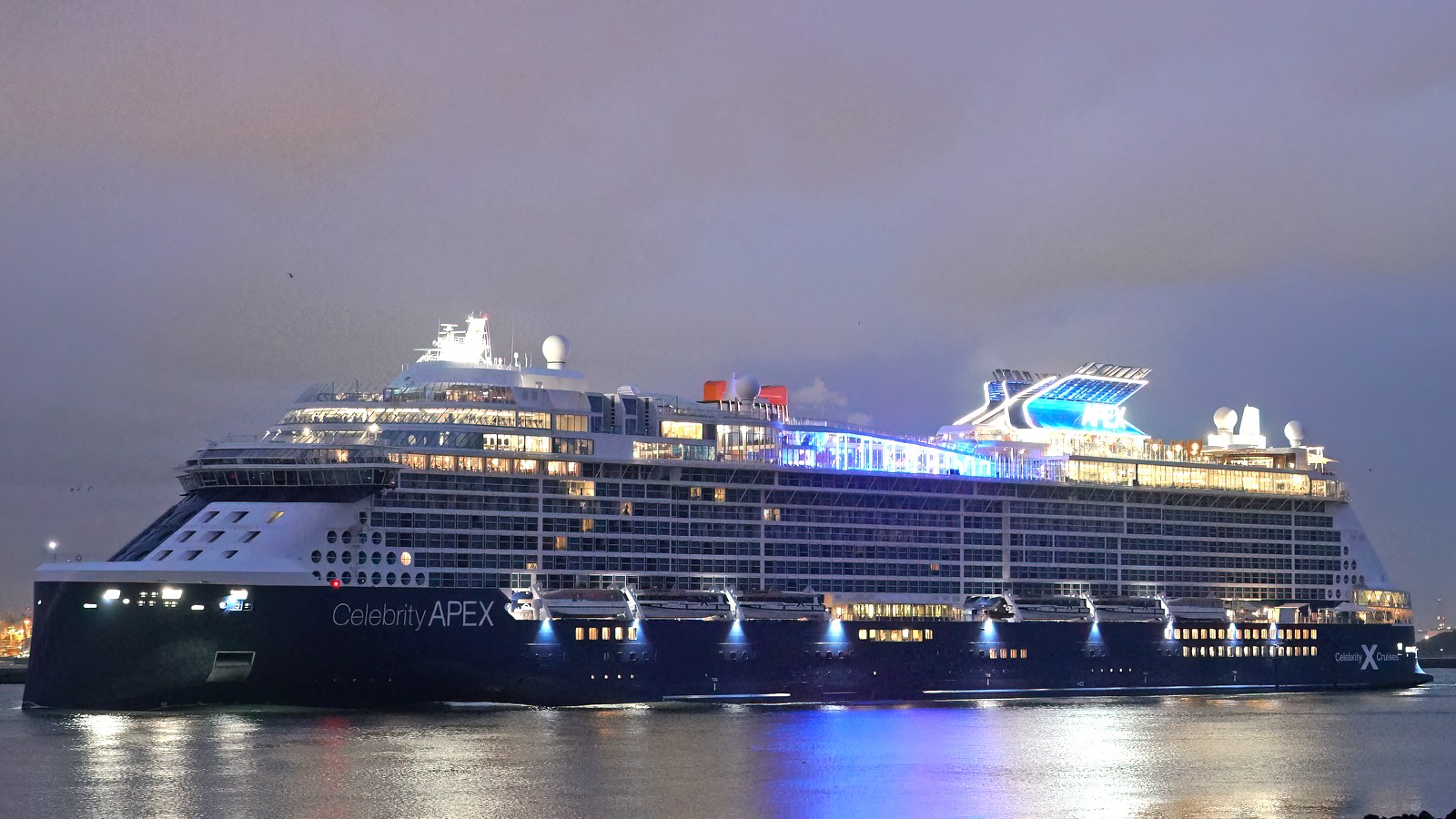 Celebrity Apex cruise ship underway near the Dutch coast