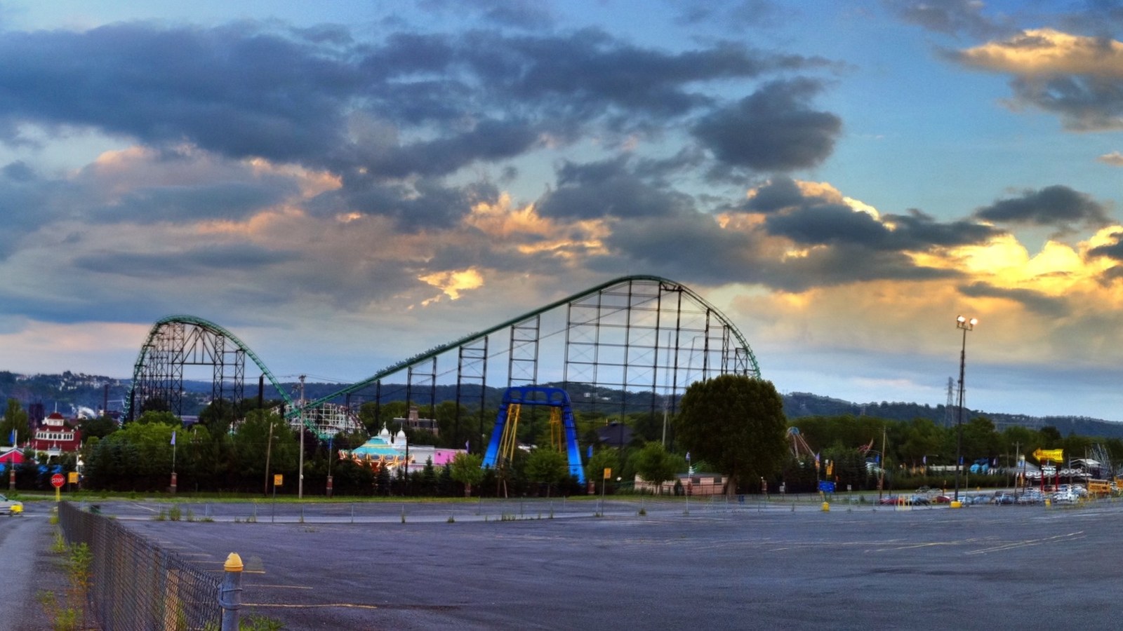 Panoramic view of Kennywood amusement park in West Mifflin, Pennsylvania