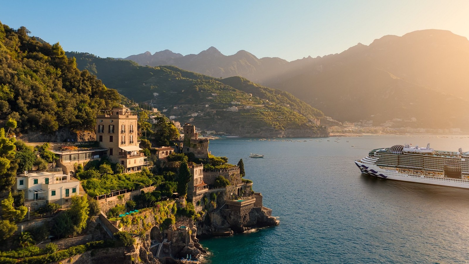 Princess Cruises ship along Italy Amalfi Coast for Europe 2028 season