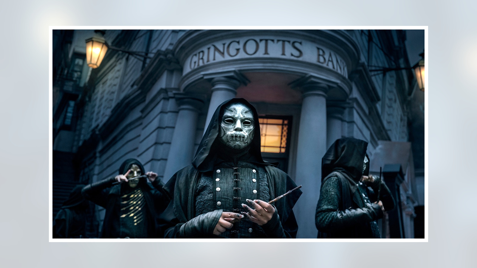 Death Eaters in front of Gringotts Bank at Universal Orlando's Diagon Alley
