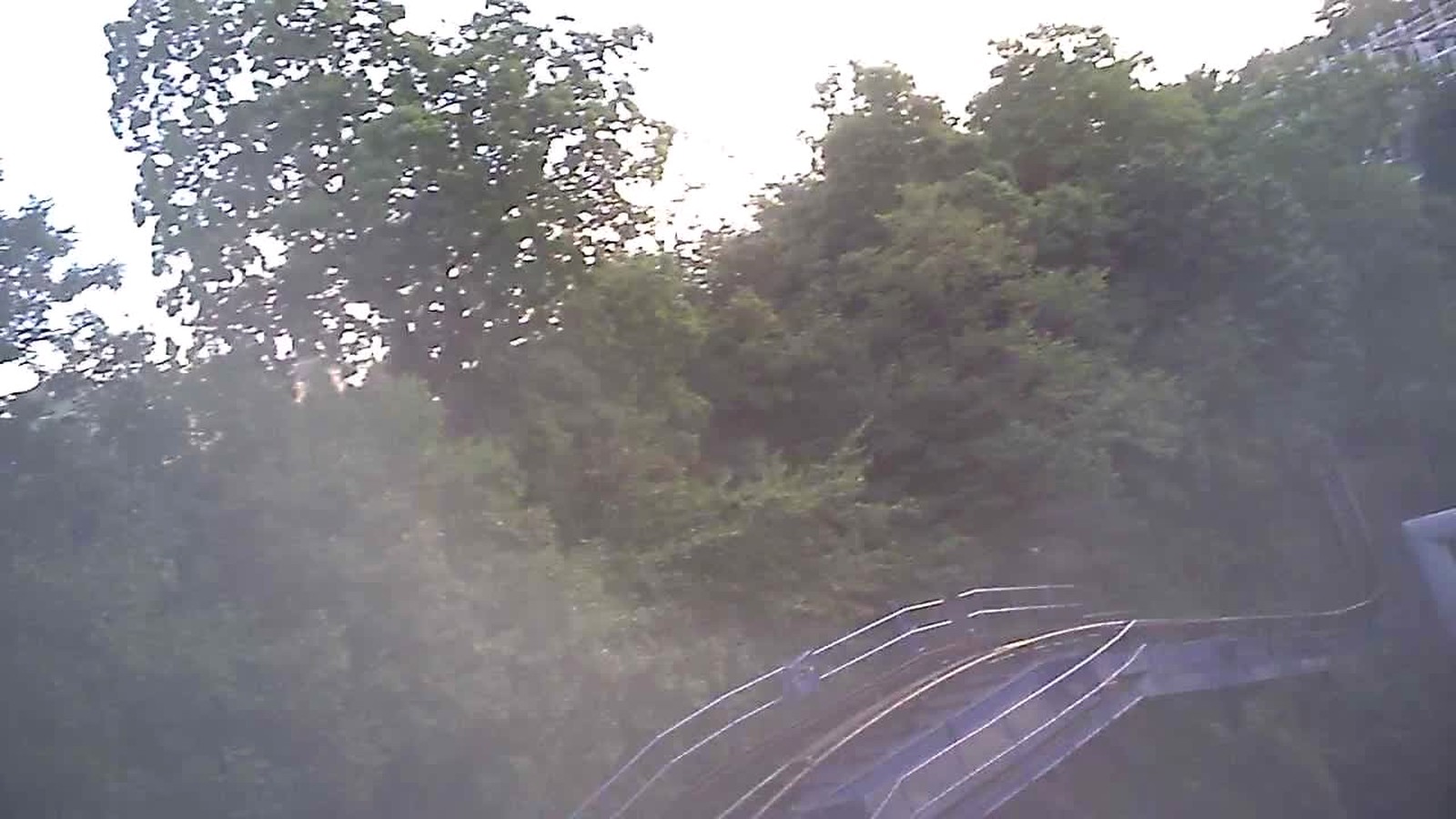 sooperdooperLooper roller coaster train and track at Hersheypark in daylight