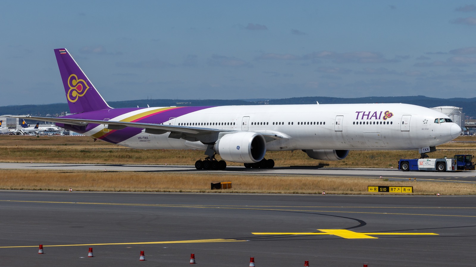 Thai Airways Boeing 777-300ER registration HS-TKK on the ground at Frankfurt Airport