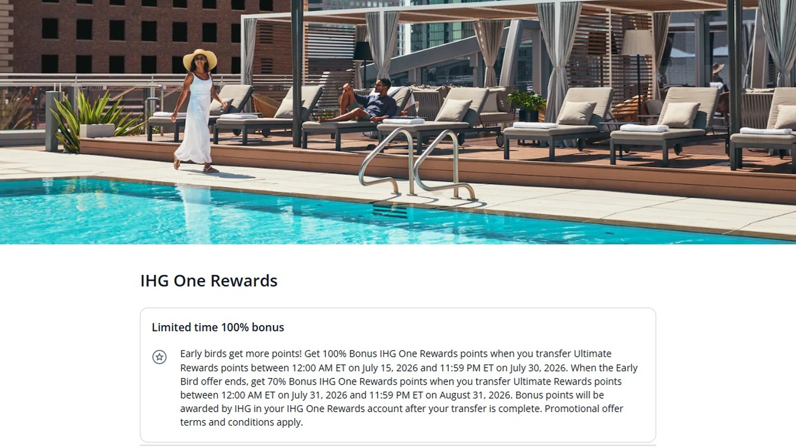 Chase Ultimate Rewards to IHG One Rewards 70 percent transfer bonus promotional graphic