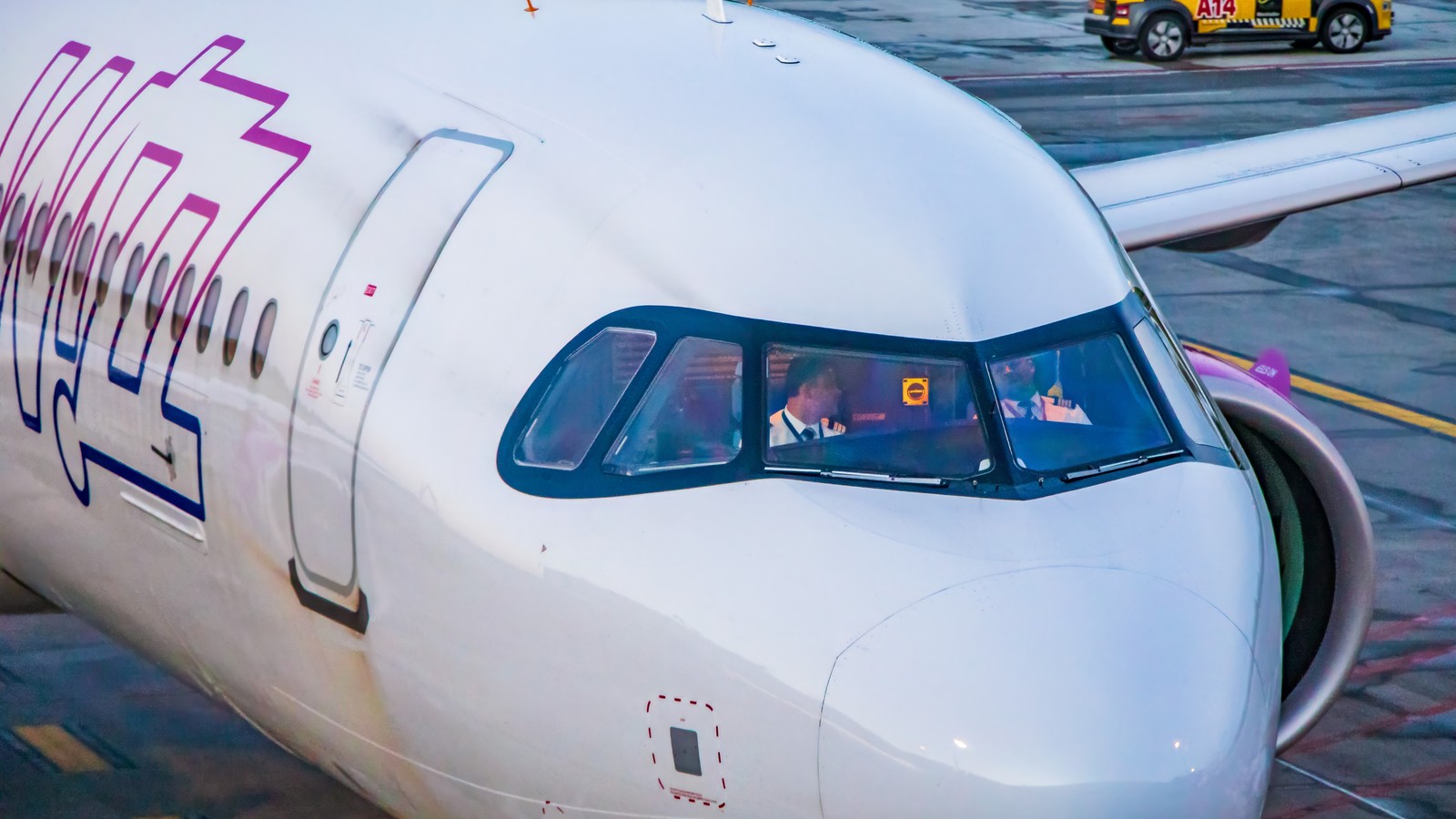 Wizz Air Airbus A321neo jet in airline livery on the ground