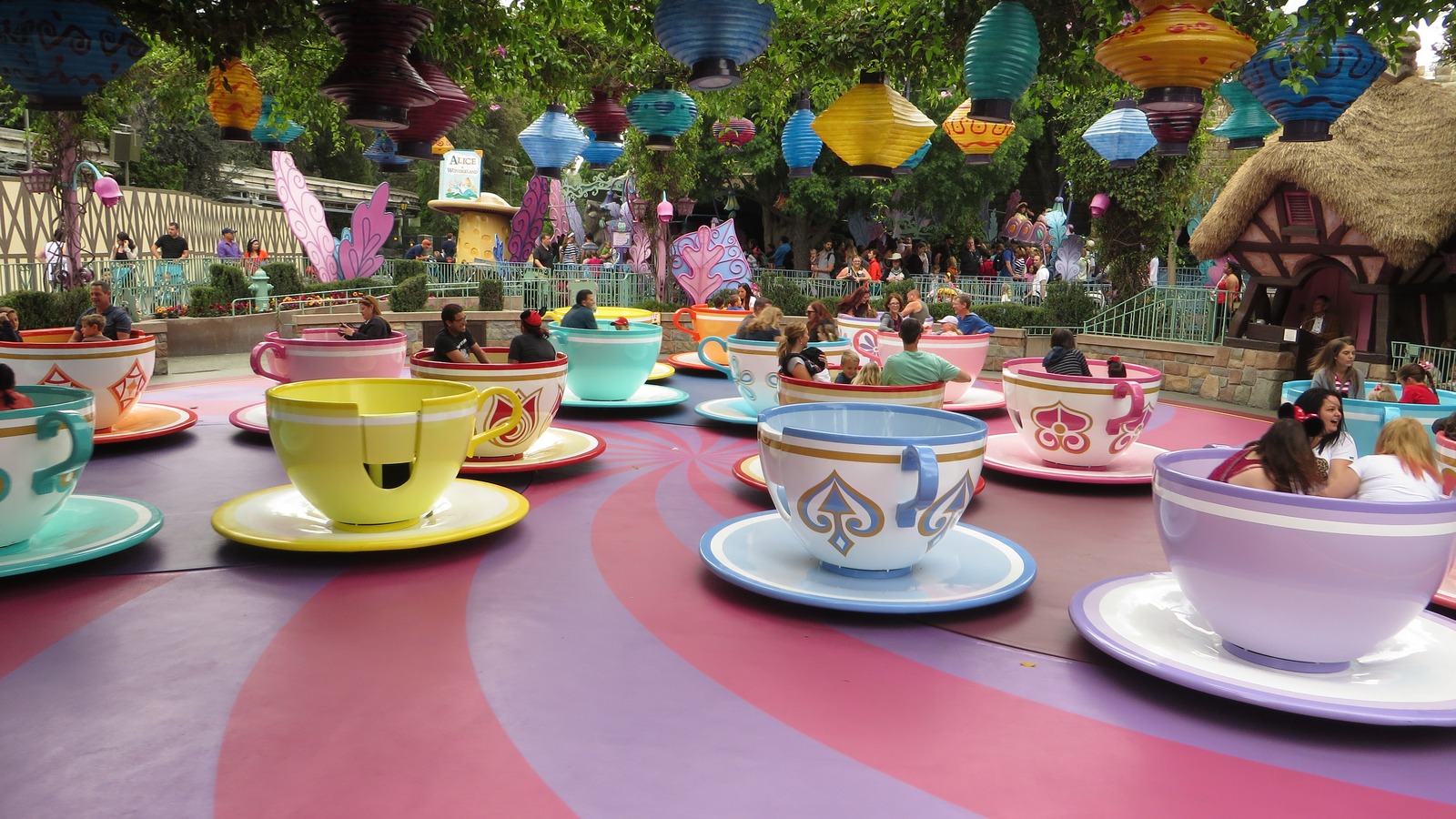 Mad Tea Party spinning teacups in Fantasyland at Disneyland Park in Anaheim