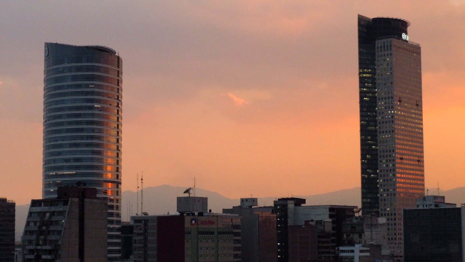 St Regis Mexico City tower on Paseo de la Reforma at sunset