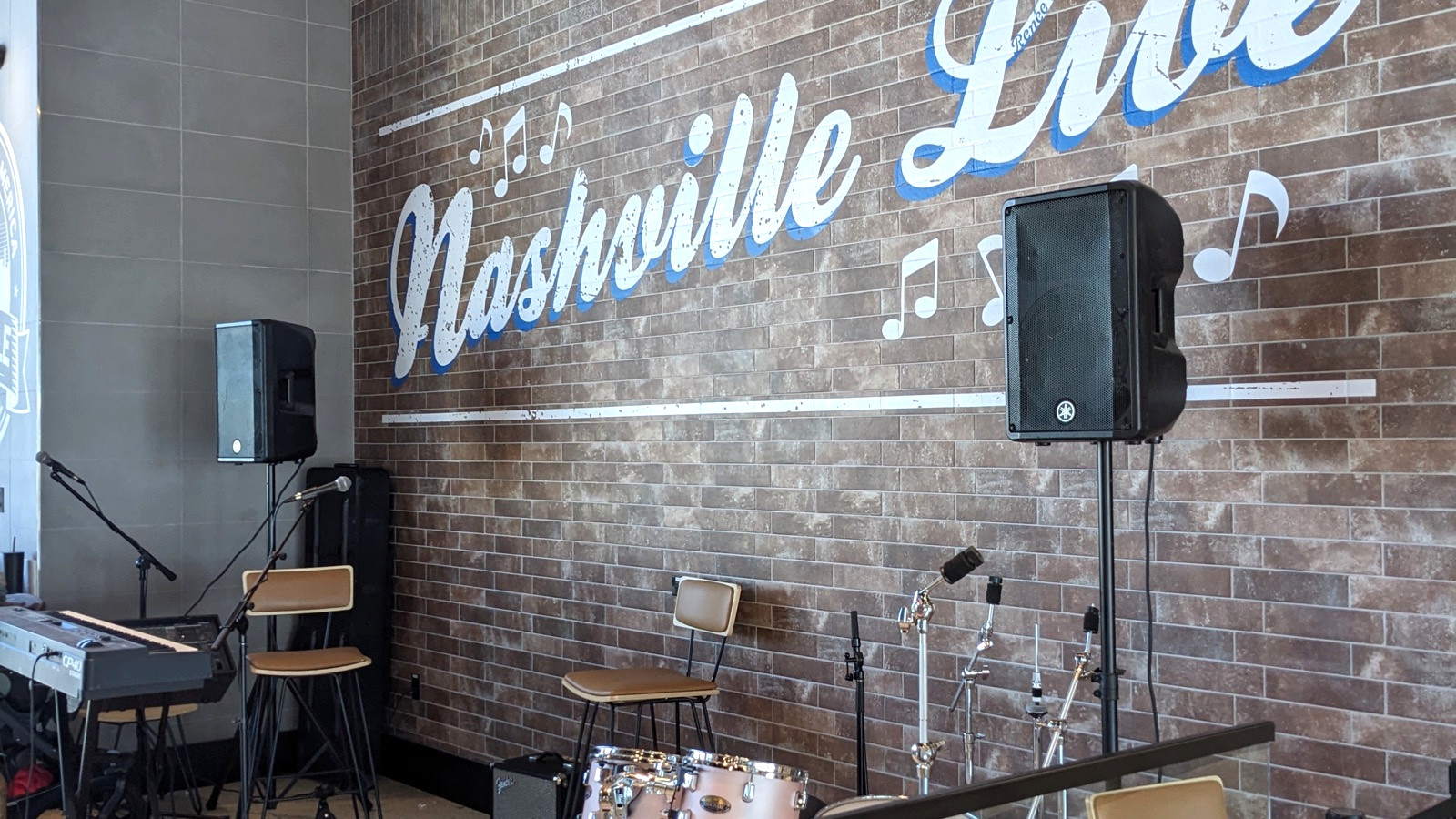Live music stage inside Nashville International Airport terminal