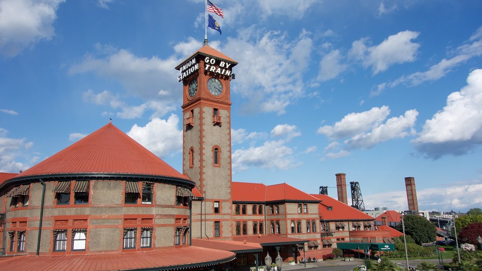 Portland Union Station building and tracks used by Amtrak Cascades corridor trains