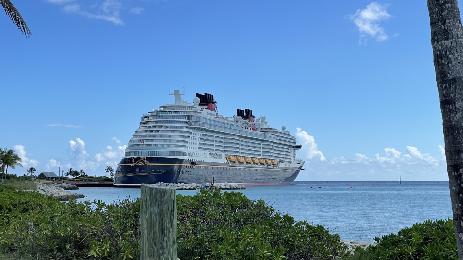Disney Wish cruise ship underway near Castaway Cay