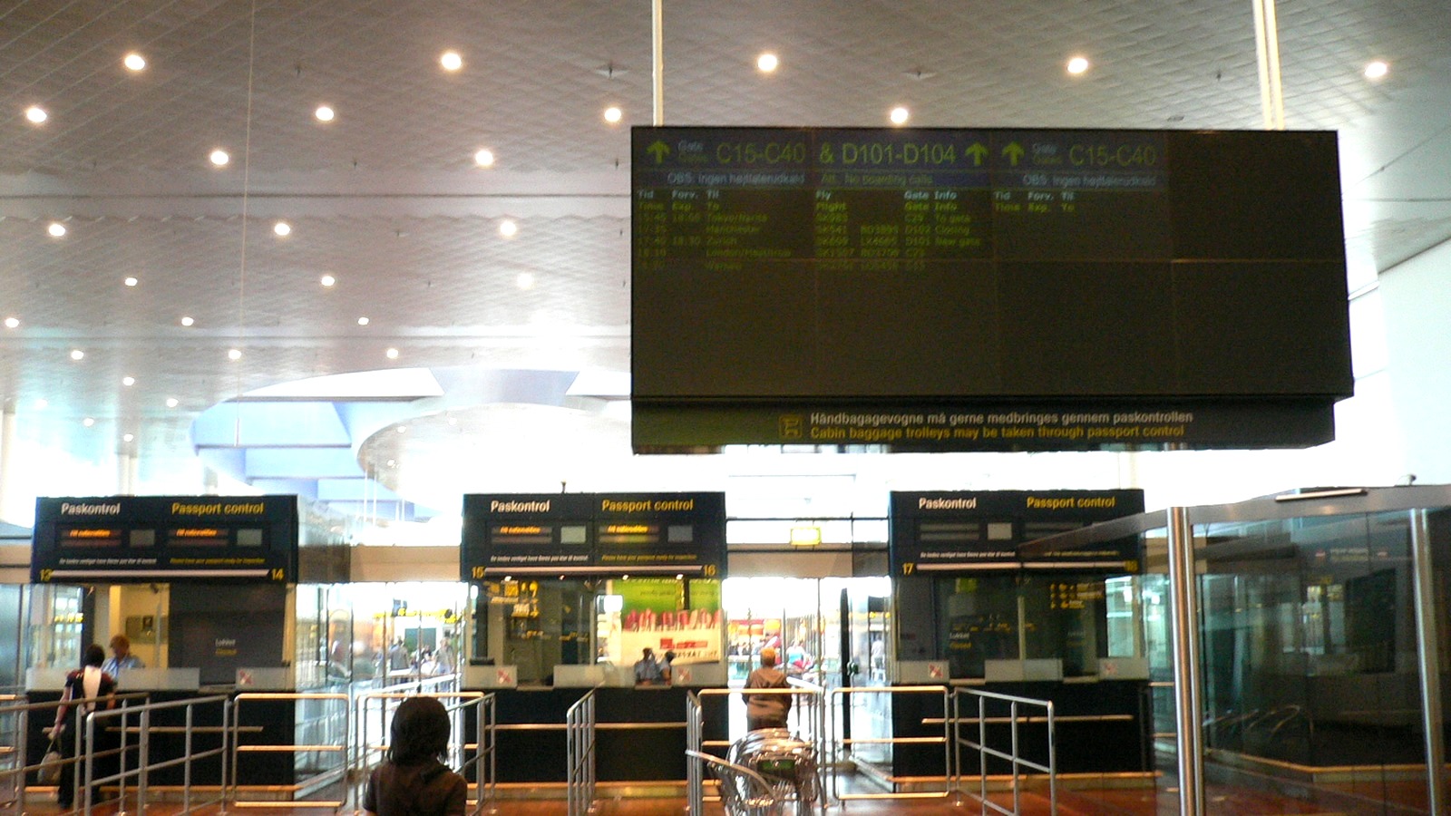 Passport border control desks at Copenhagen Airport