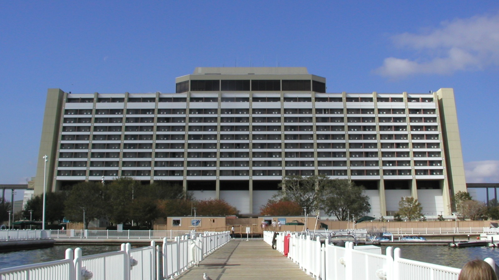 Disney Contemporary Resort A-frame hotel exterior with monorail track at Walt Disney World