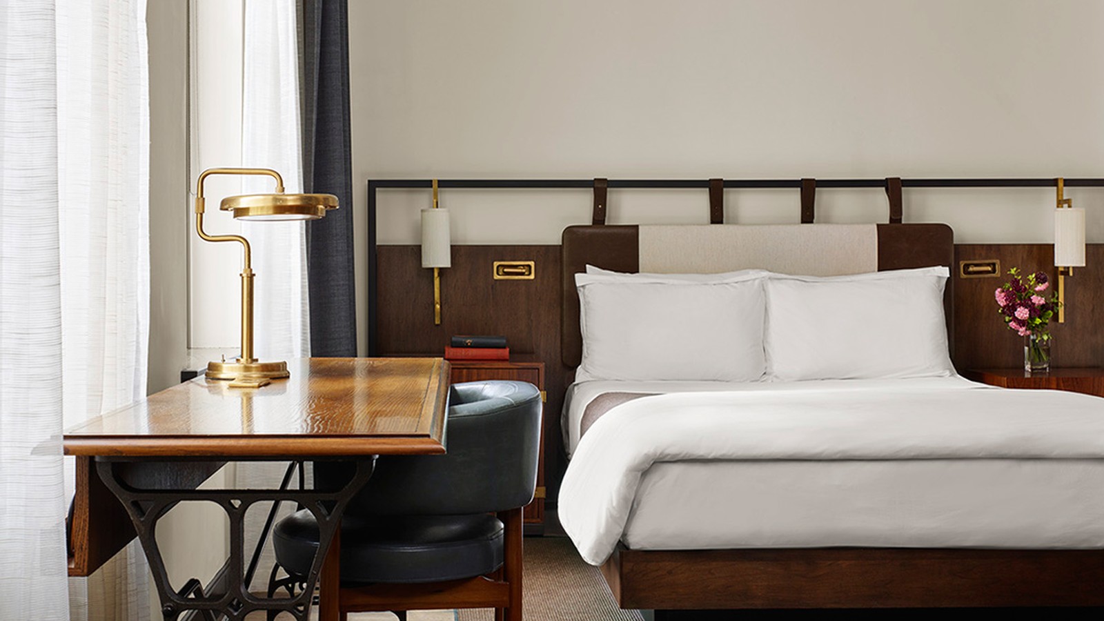 Guest room at Refinery Hotel New York, one of the boutique hotels available through Airbnb