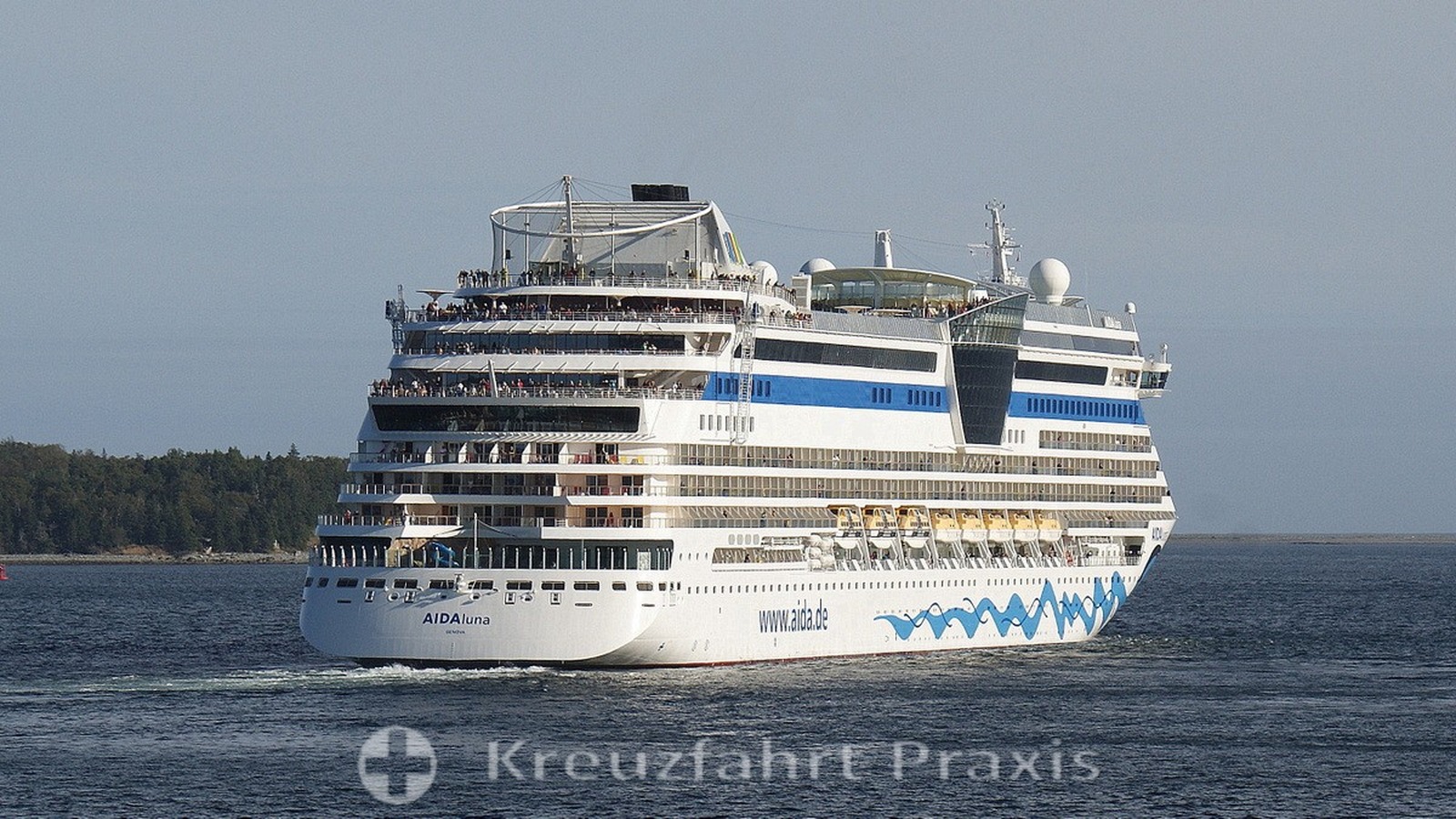 AIDAluna cruise ship exterior at sea near Halifax harbor setting