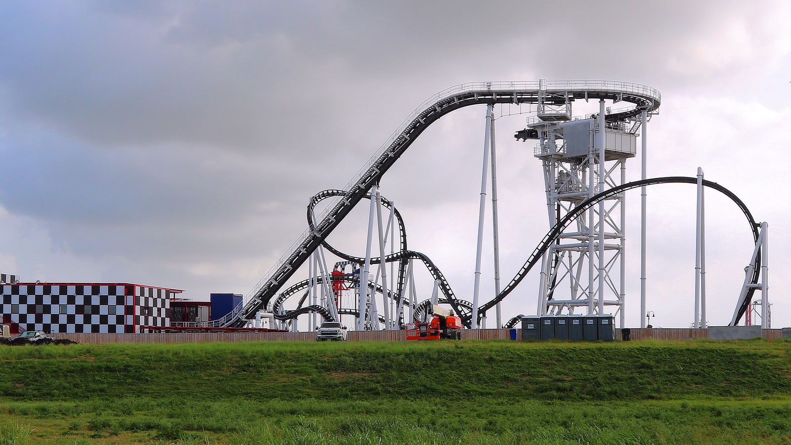 Circuit Breaker tilt coaster structure at COTALAND beside Circuit of The Americas in Austin