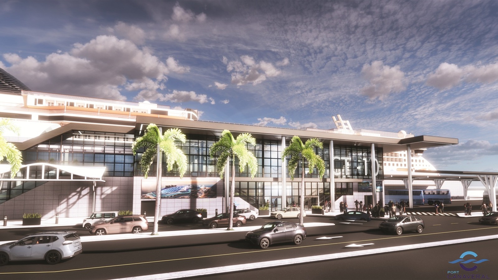 Official rendering of Port Canaveral Cruise Terminal 10 expansion and renovation