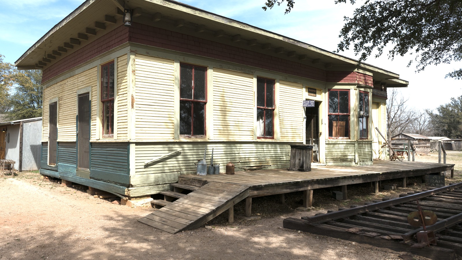 Historic railroad depot at the Taylor County History Center in Buffalo Gap