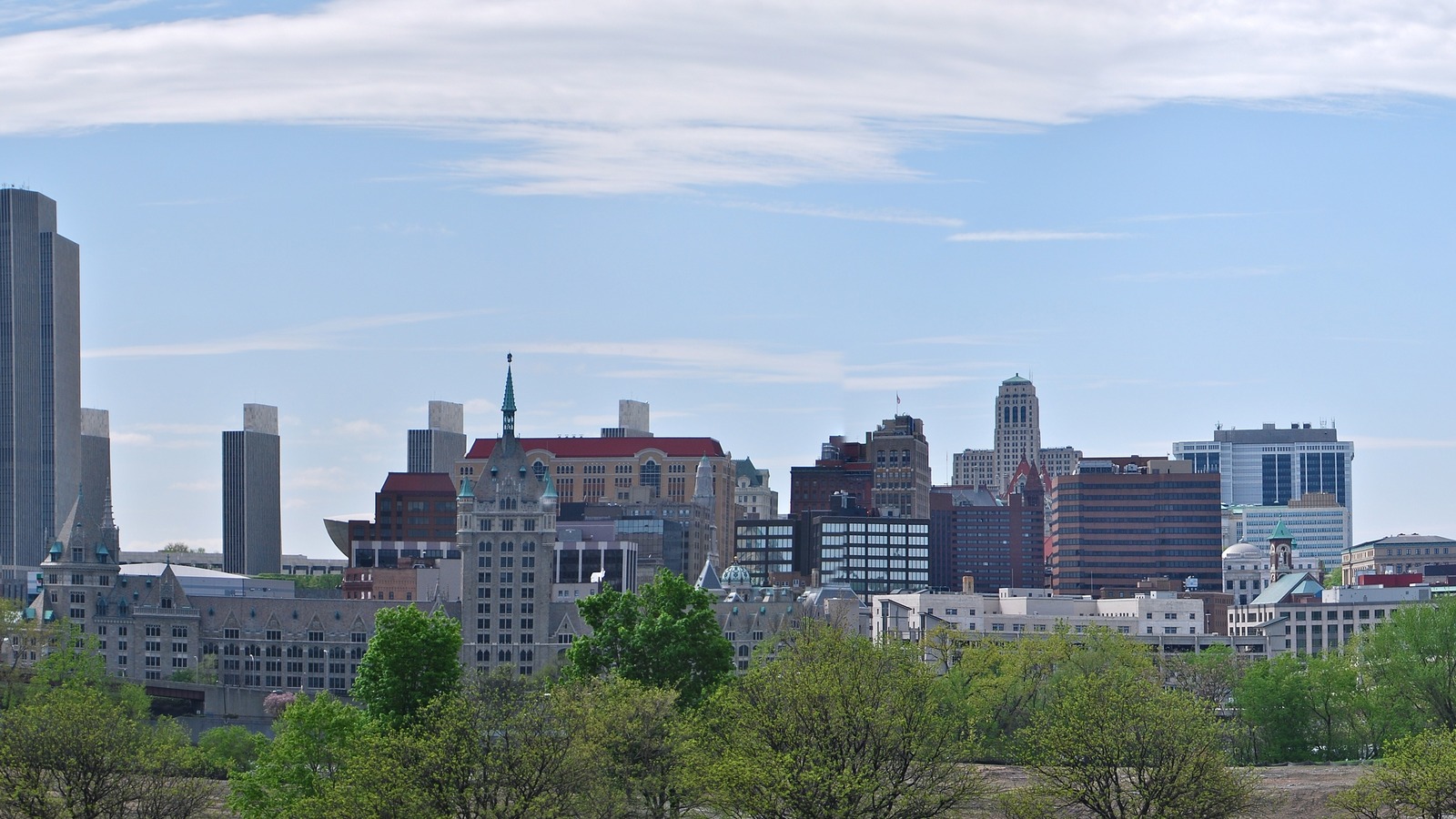 Albany skyline along the Hudson River
