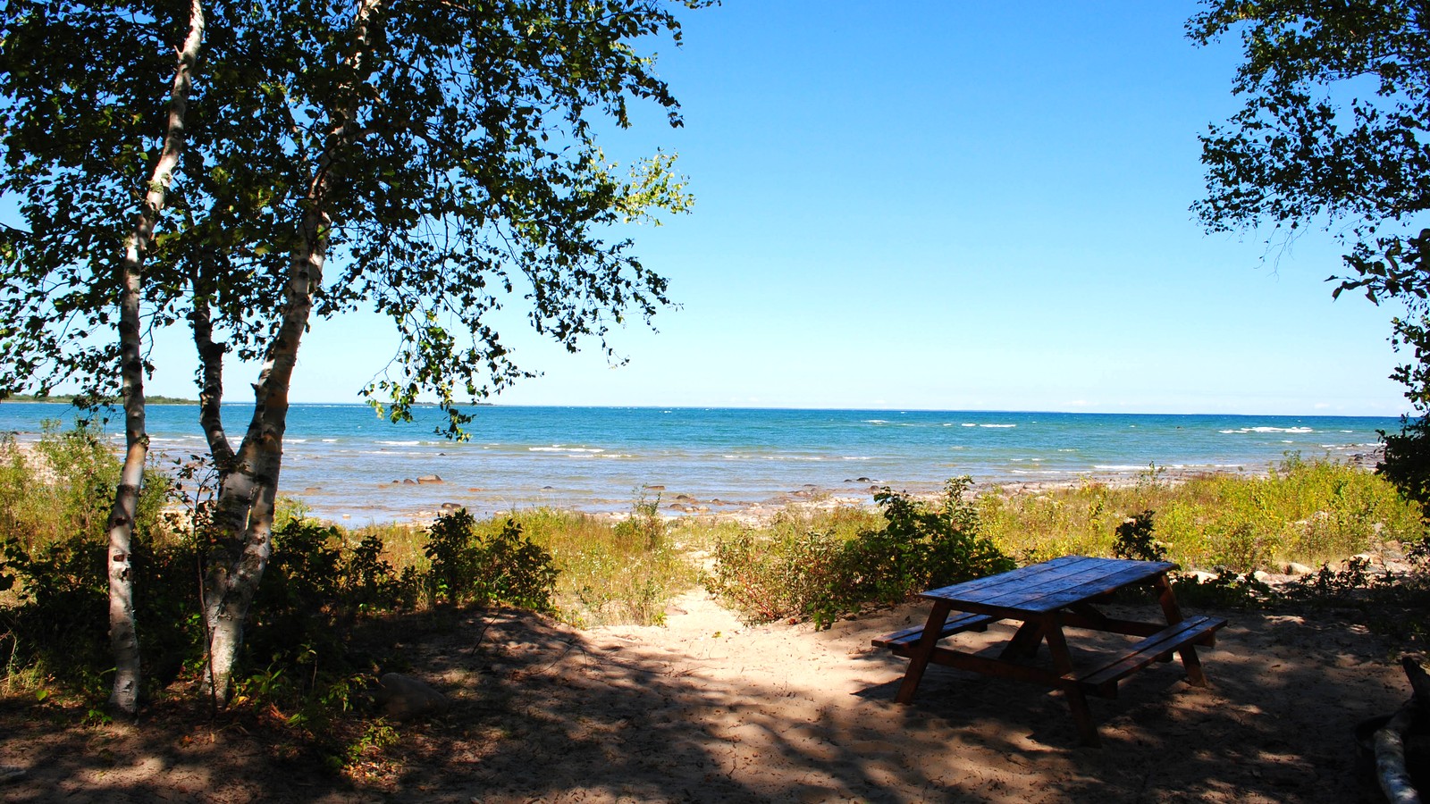 Lake Huron shoreline at Negwegon State Park