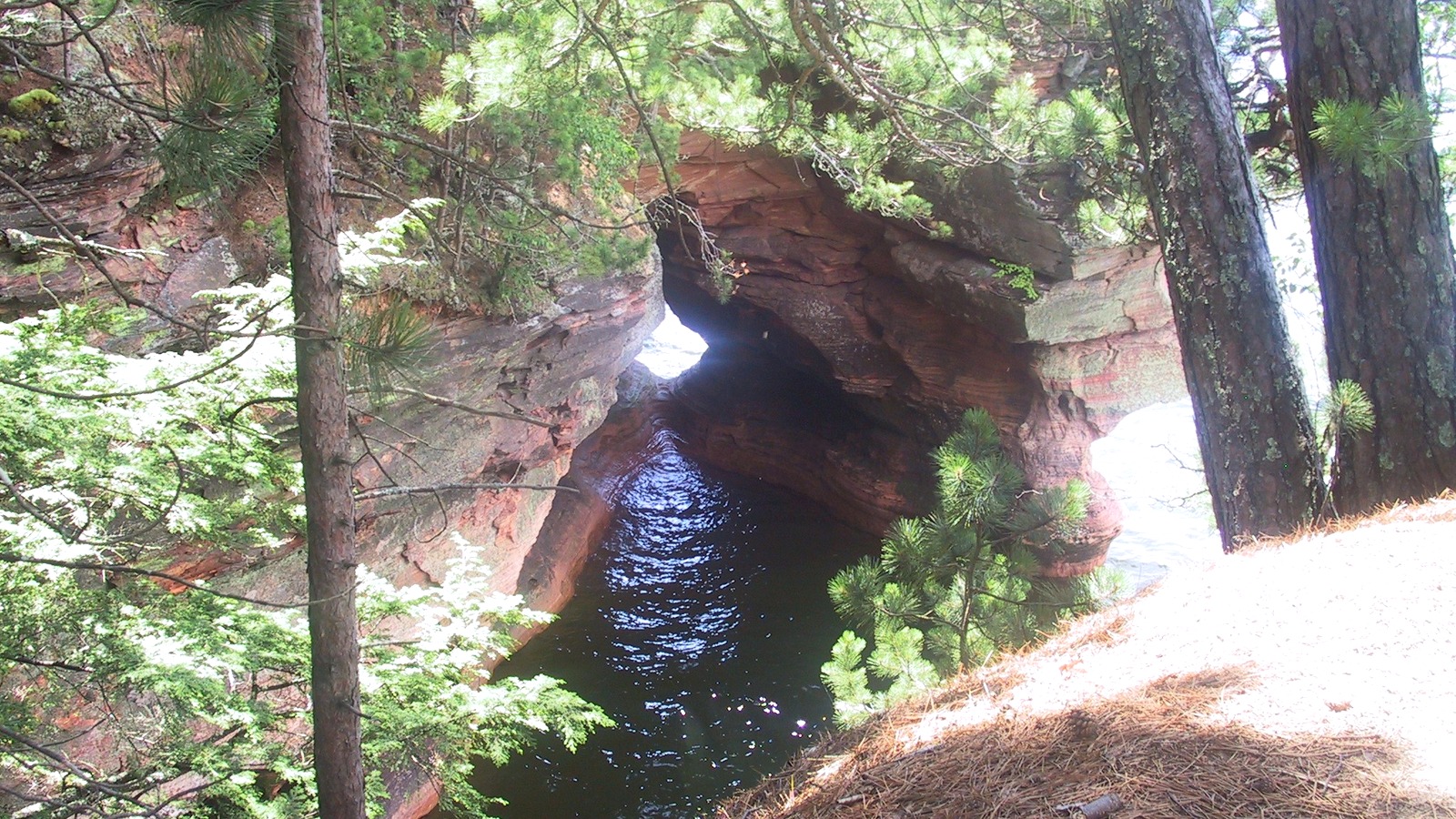 Mainland Lake Superior sea cave near Meyers Beach