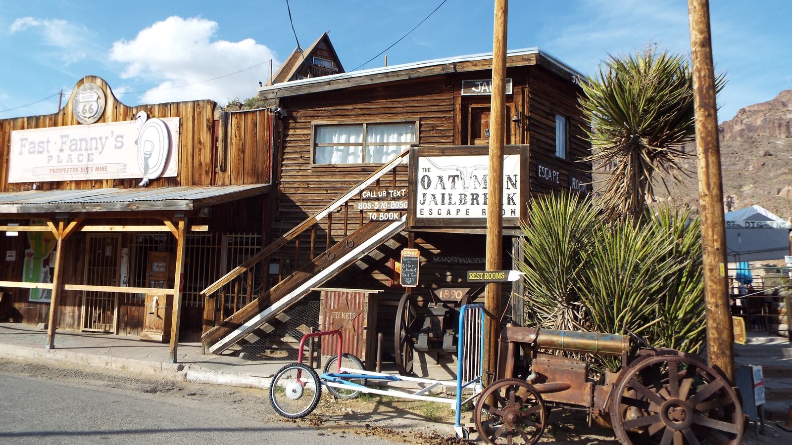 Historic Route 66 storefronts in Oatman
