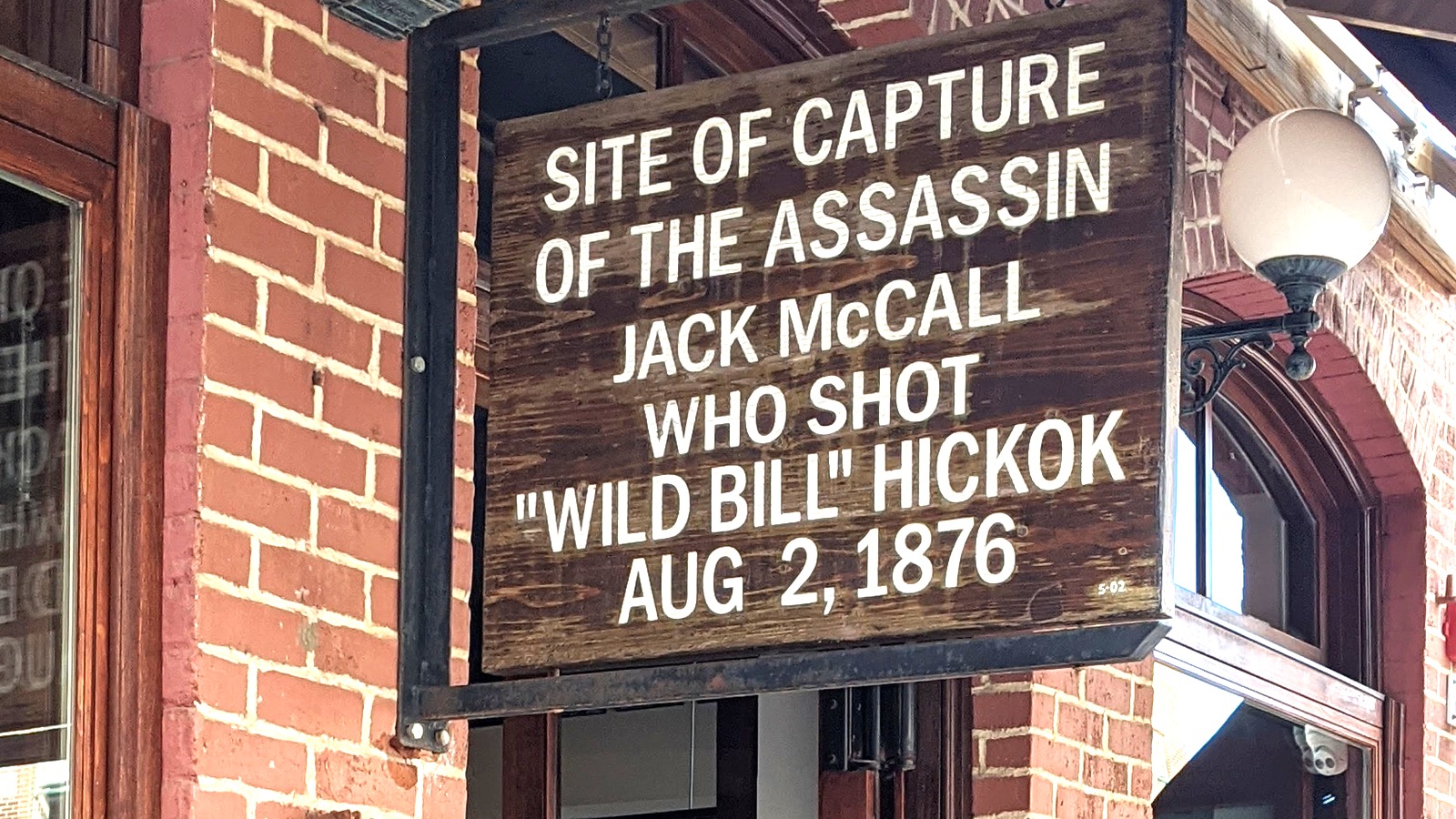 Jack McCall capture-site sign in Deadwood
