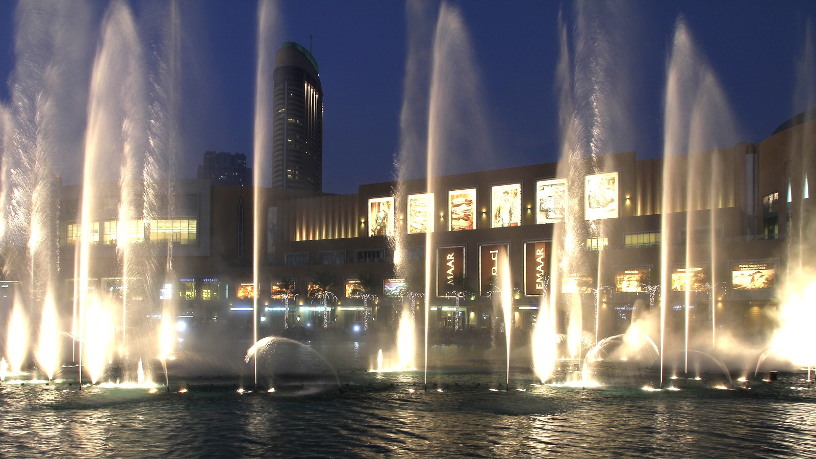 The Dubai Fountain during an evening show
