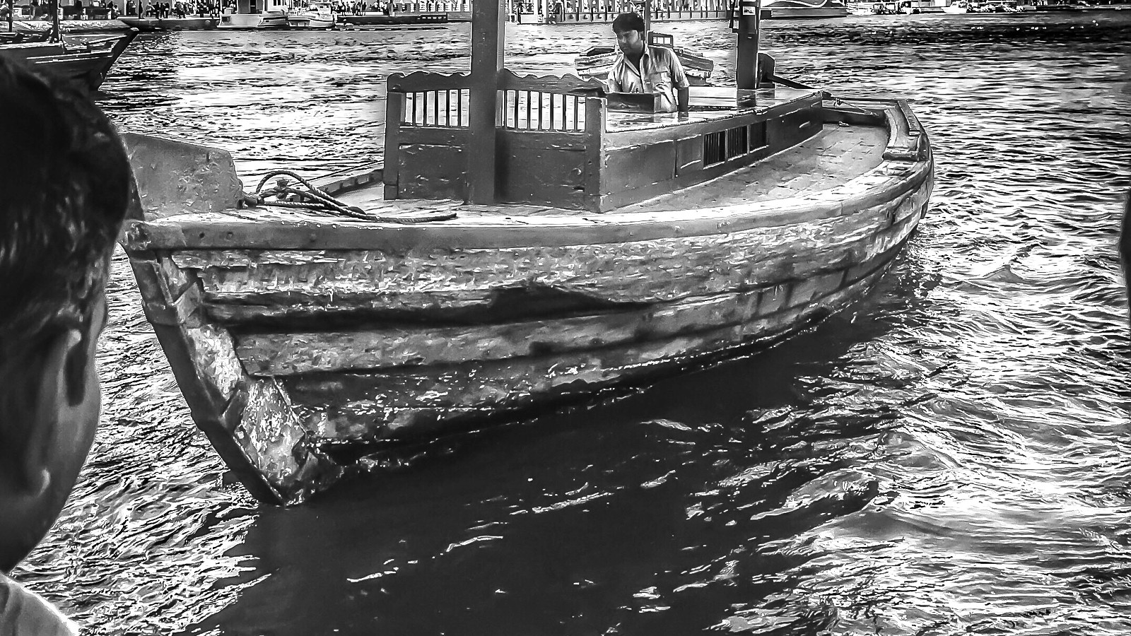 Wooden abra crossing Dubai Creek