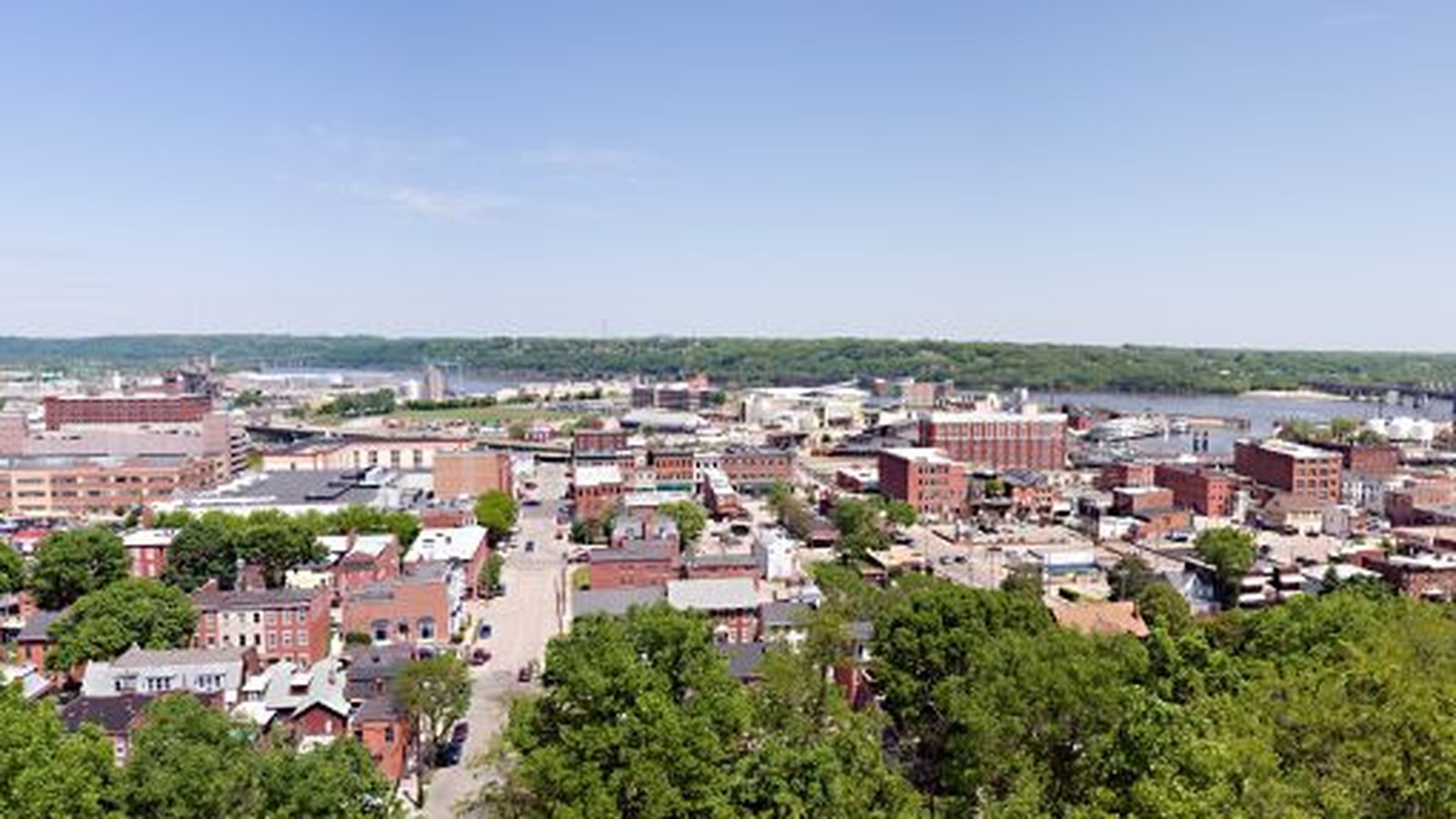 Dubuque skyline and Mississippi River panorama