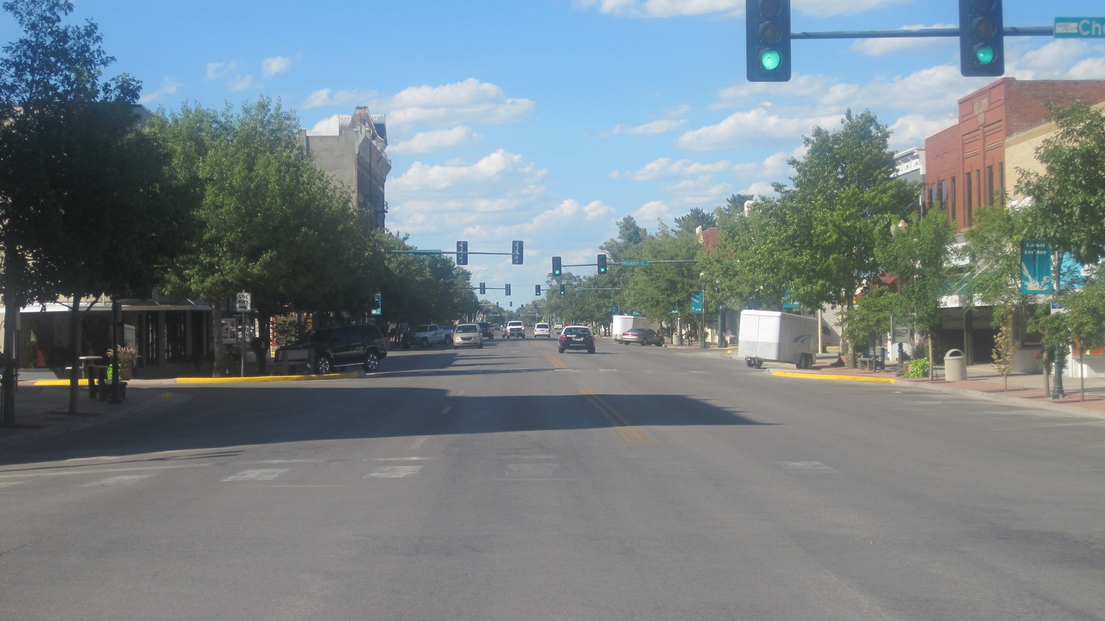 Main Street and downtown streetscape in Garden City