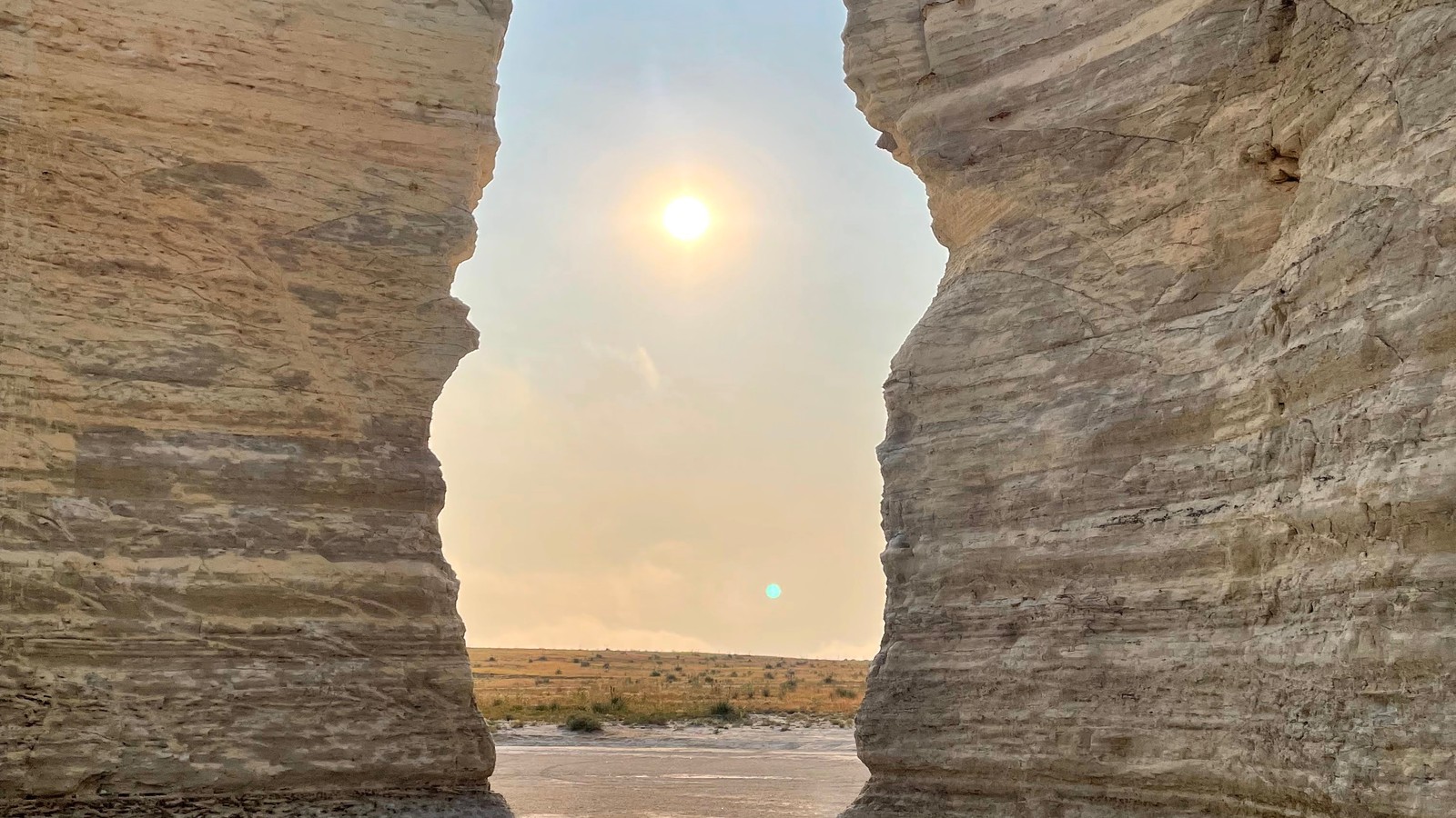 Marked chalk formations at Little Jerusalem Badlands State Park