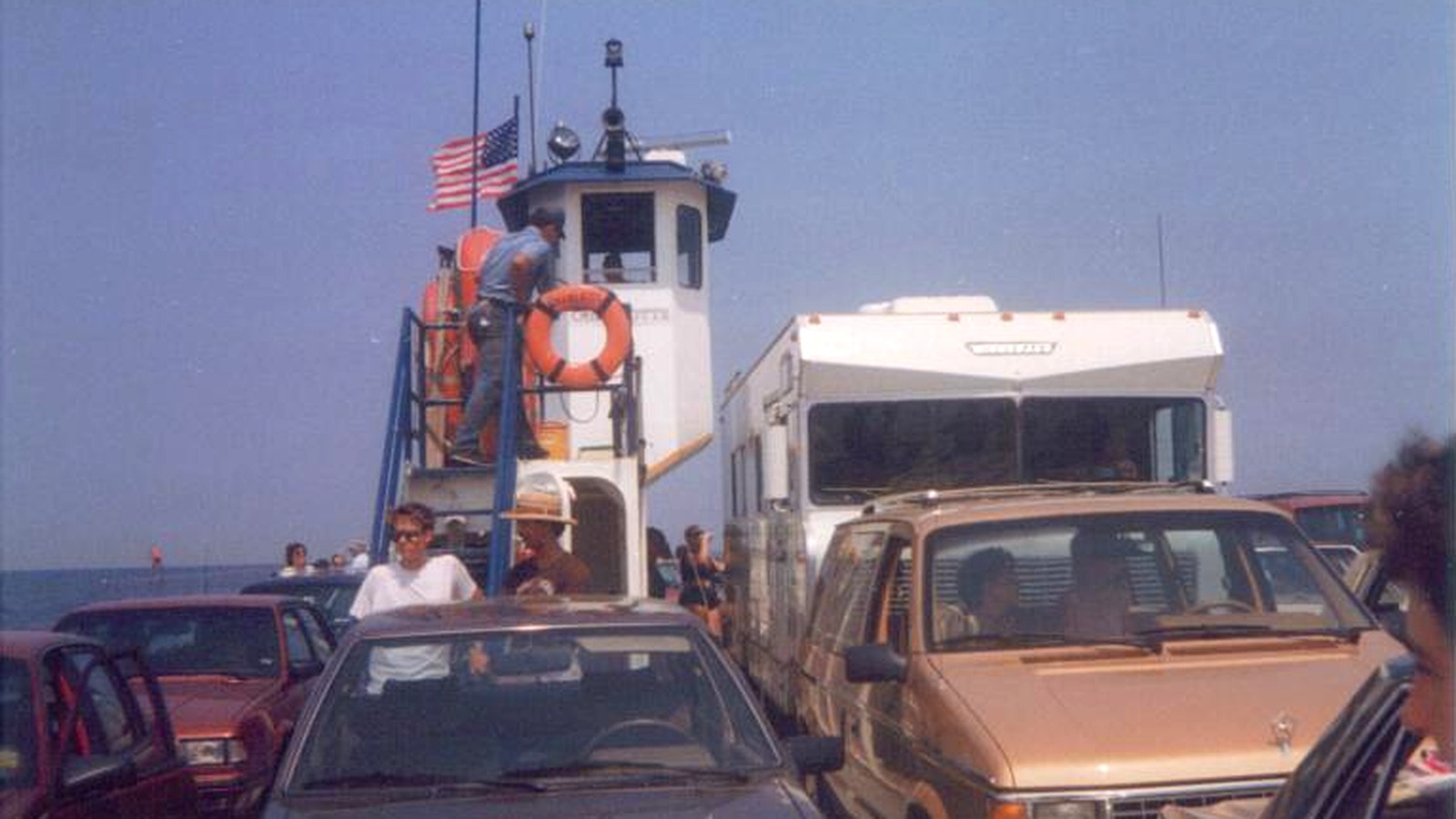 Ferry and boats on Mobile Bay