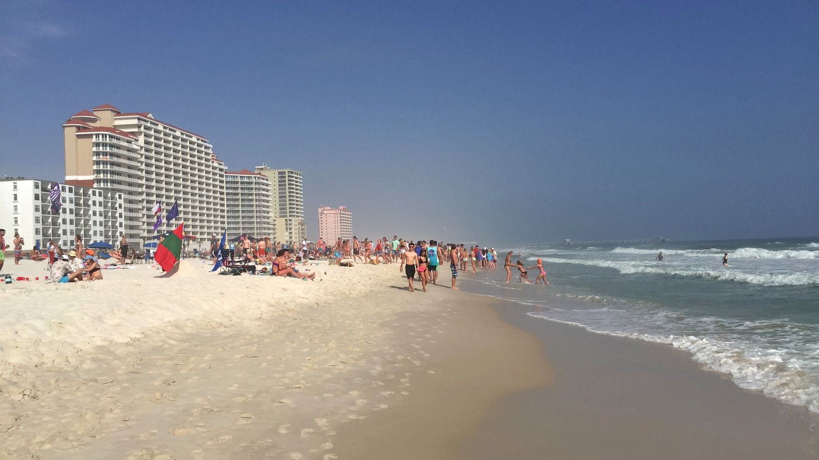 Gulf Shores skyline beyond the Alabama beach