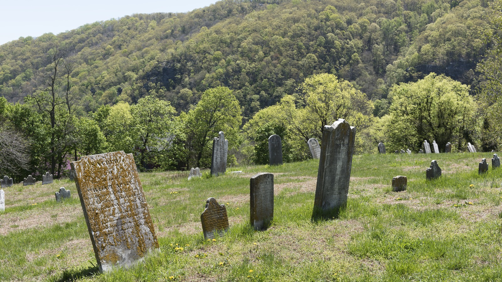Historic headstones at Harper Cemetery above Harpers Ferry