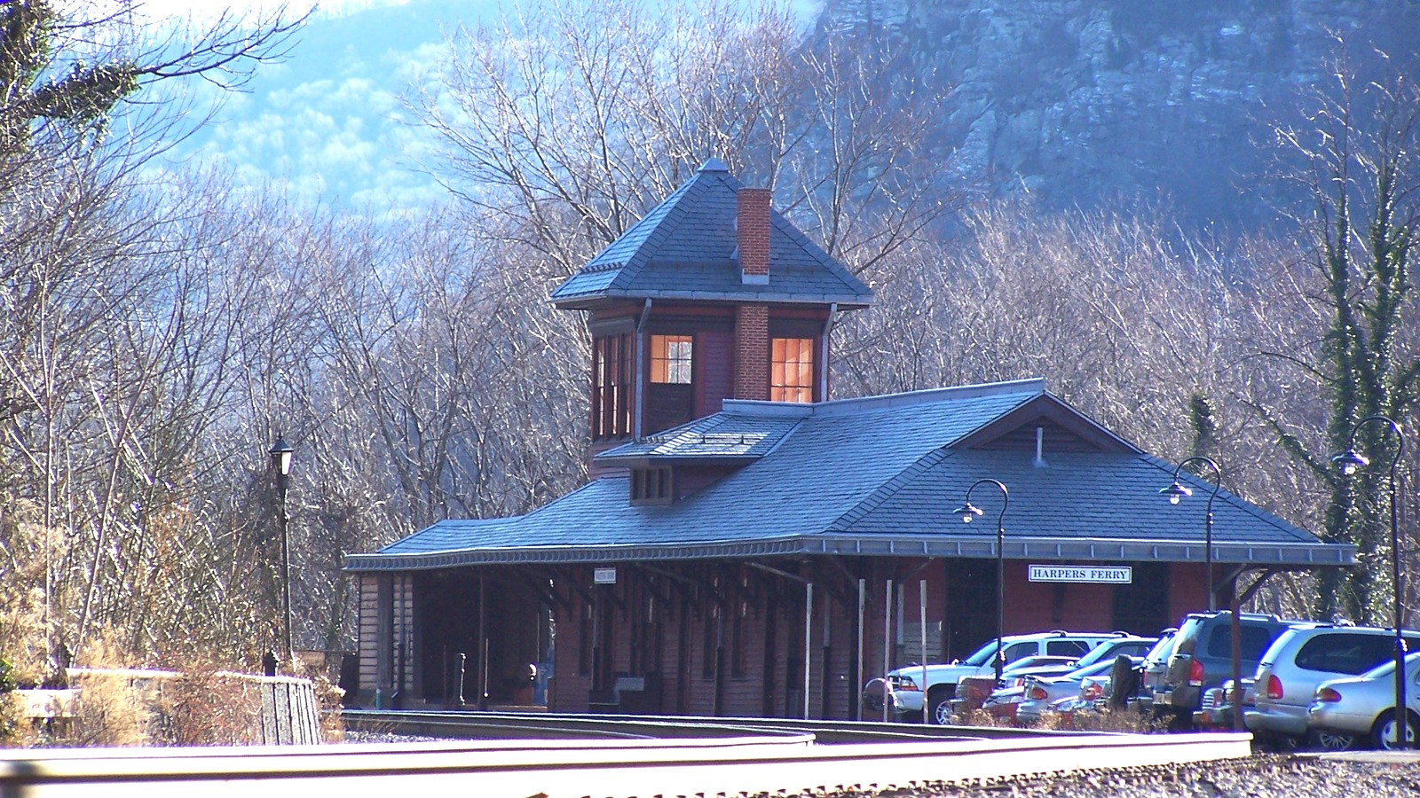 Historic Harpers Ferry railway station viewed from the west