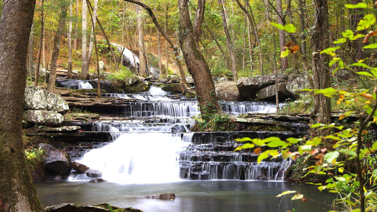 Collins Creek and footbridge below Greers Ferry Dam