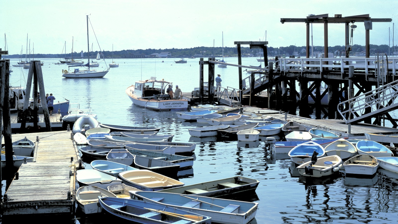 Boats gathered in Kittery Point harbor