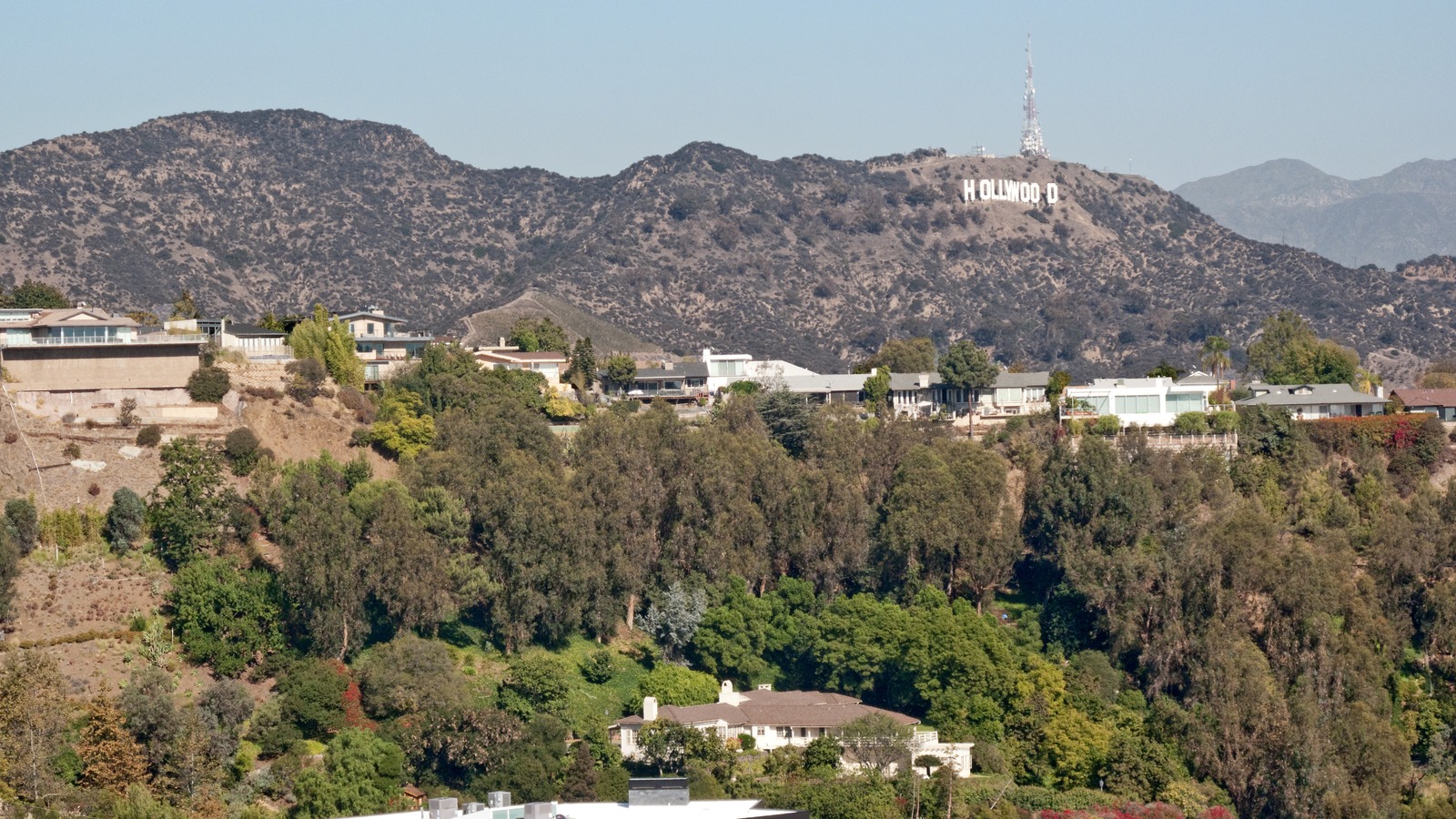 Hollywood Sign seen from Runyon Canyon trail in Los Angeles