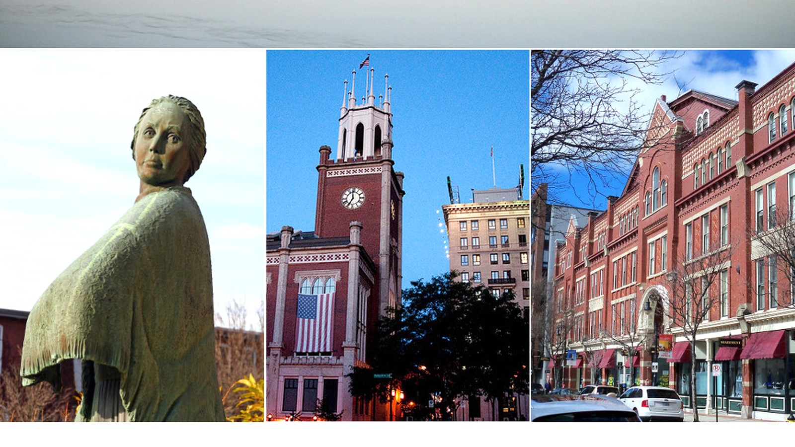 Manchester, New Hampshire skyline, landmarks and millyard